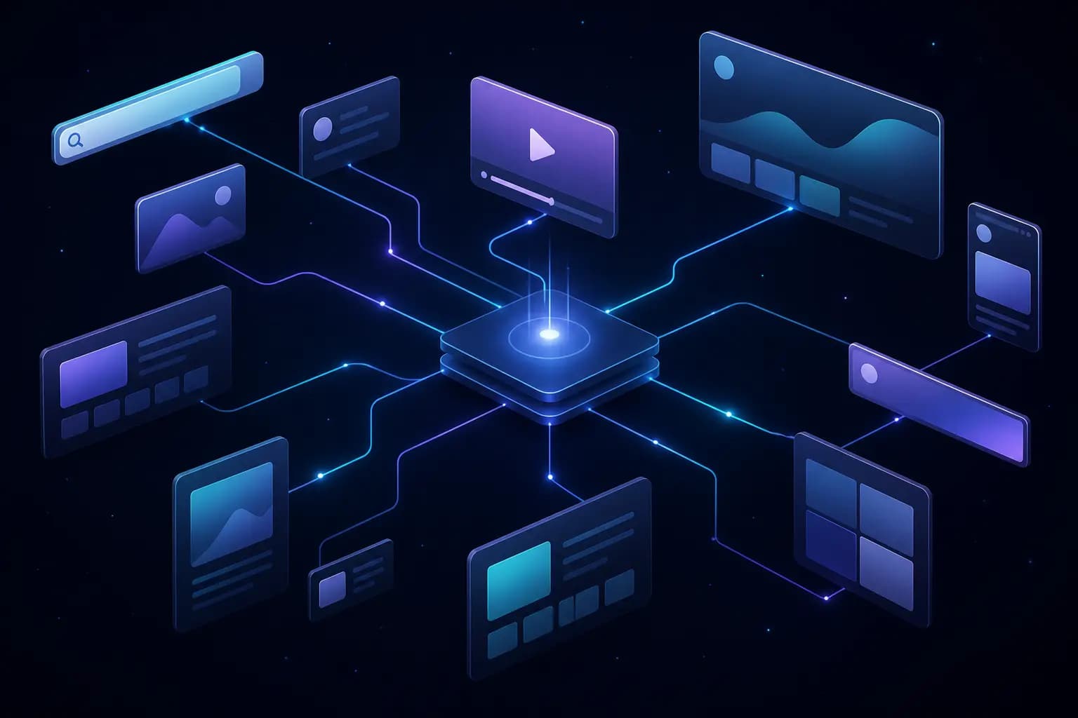 Abstract visualization of multiple connected digital advertising formats